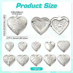 10個 10スタイル 304ステンレススチールロケットペンダント  ハート  ステンレス鋼色  22.5~29x19.5~29x5.5~8mm  穴：1.6~2mm  1個/スタイル&nbsp;STAS-YW0011-31