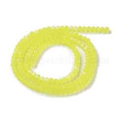 ジェイド風ガラスビーズ連売り  半分ABカラーメッキ  多面カット  艶消し  ロンデル  きいろ  2.9~3.3x2mm  穴：0.7mm  約135~140個/連  32~34cm&nbsp;LS-EGLA-A034-T2mm-MB29