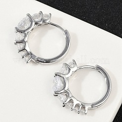 Brass Clear Cubic Zirconia Hoop Earrings&nbsp;EJEW-Q016-14P