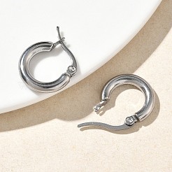 女性用304ステンレスフープピアス  リング形状  ステンレス鋼色  16x18x3mm&nbsp;EJEW-A159-01P