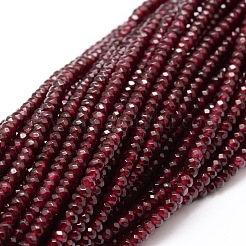 染め天然マレーシアジェイド翡翠ロンデルビーズ連売り  多面カット  ファイヤーブリック  4x2~3mm  穴：1mm  約110~115個/連  14インチ&nbsp;G-E316-2x4mm-10