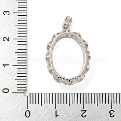 925 Sterling Silver Micro Pave Clear Cubic Zirconia Open Back Bezel Pendant Cabochon Settings&nbsp;STER-B005-27P