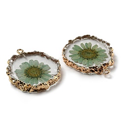Inner Dried Flower Resin Pendants&nbsp;RESI-P028-02KCG-02