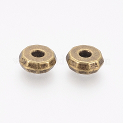 チベット風合金ビーズ  鉛フリー＆カドミウムフリー  アンティークブロンズカラー  直径約8mm  厚さ3mm  穴：2mm&nbsp;X-LF0612Y-AB