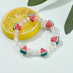 ストレッチキッズブレスレット  透明アクリルとスイカポリマー粘土ビーズを使用  カラフル  内径：1-7/8インチ（4.8cm）&nbsp;BJEW-JB06325-02