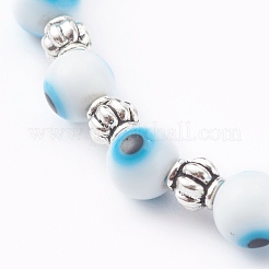 Handmade Round Evil Eye Lampwork Beaded Stretch Bracelets&nbsp;BJEW-JB05974