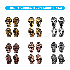 チベット風合金ビーズ  仏頭  ミックスカラー  13x9x8.5mm  穴：1.5mm  6色  4個/カラー  24個/箱&nbsp;PALLOY-PH0001-09