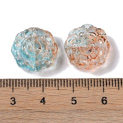プリントガラスビーズ  花  ミックスカラー  15x15.5x6.5mm  穴：1.2mm&nbsp;GLAA-S202-14