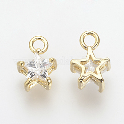 Brass Cubic Zirconia Charms&nbsp;KK-R015-108G