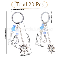 20Pcs Star & Moon & Sun Alloy Charm Keychains&nbsp;KEYC-SC0001-50