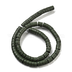 天然溶岩石染めビーズ連売り  ディスク  ヒシビーズ  濃い緑  6x3~3.5mm  穴：1.5mm  約107~114個/連  14.96''（38センチメートル）&nbsp;G-K375-G05-01