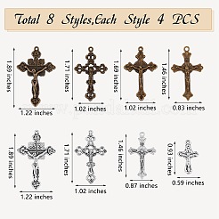 64Pcs 8 Style Tibetan Style Alloy Pendants&nbsp;FIND-SZ0002-81