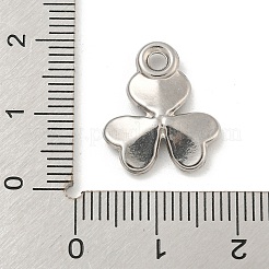 変色しない304ステンレススチールペンダント  クローバーチャーム  ステンレス鋼色  17x14.5x2.5mm  穴：2mm&nbsp;STAS-N103-138P