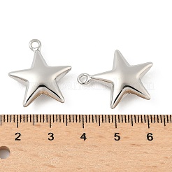 スター真鍮チャーム  ラックめっき  長持ちメッキ  カドミウムフリー＆鉛フリー  プラチナ  22.5x19.5x6mm  穴：1.8mm&nbsp;KK-M327-08B-P