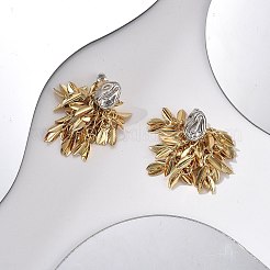 女性用合金リーフタッセルスタッドピアス  ゴールドカラー  38.5~40x8~21mm&nbsp;EJEW-A122-02G