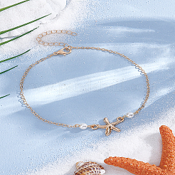 1Pc Beach Starfish Alloy Link Chain Anklets&nbsp;AJEW-LP0007-78