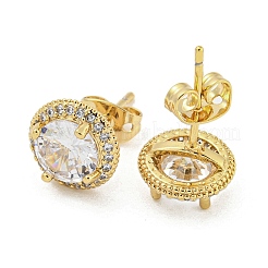Brass Micro Pave Cubic Zirconia Ear Studs&nbsp;EJEW-P261-17G