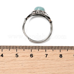 ナチュラルアマゾナイトフィンガー指輪  真鍮製リング  アンティークシルバー  15mm  内径：17.5~18mm&nbsp;RJEW-A084-06AS-08
