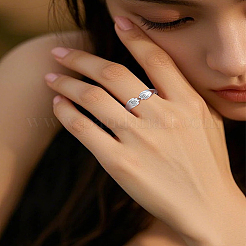女性用合金カフオープンリング2個  猫の足  プラチナ  5.5mm  内径：17.2mm&nbsp;RJEW-LP0005-18