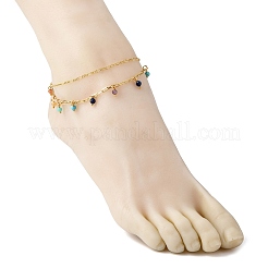 2Pcs Brass Figaro Chain & Paperclip Chains Anklets&nbsp;AJEW-AN00723
