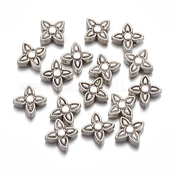 チベット銀ビーズ  鉛フリー＆カドミウムフリー  花  アンティークシルバー  約8.8広い  厚さ3.8mm  穴：1mm&nbsp;A132
