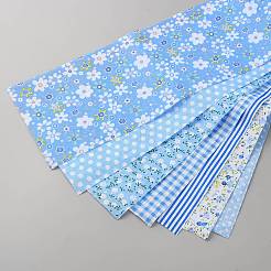 キルティングや裁縫用の花柄コットンストリップ生地  空色  1000x100x0.2mm  7個/セット&nbsp;FIND-SZC0009-13B