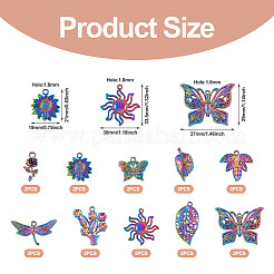 20個10スタイルアロイペンダント  混合図形  虹色  16~36x10~37x2~7mm  穴：1.2~3.5mm  2個/スタイル&nbsp;FIND-TA0003-92