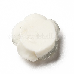 オペーク樹脂カボション  花  グリッターパウダー付き  フローラルホワイト  19x19x9mm&nbsp;LS-CRES-D005-B05
