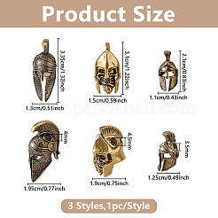 3Pcs 3 Colors Helmet Brass Beads&nbsp;FIND-HS0002-75B