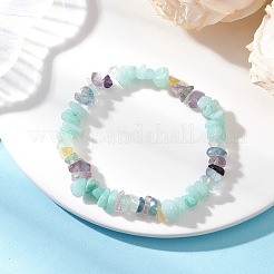 天然アマゾナイトチップビーズストレッチブレスレット（女性用）  内径：2-1/8インチ（5.5cm）&nbsp;BJEW-JB12589-02