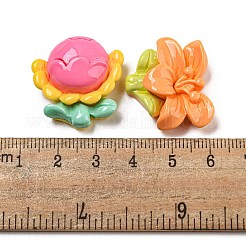 不透明樹脂デコデンカボション  花  ミックスカラー  22~25.5x20~26x8.5~10mm&nbsp;CRES-R199-01