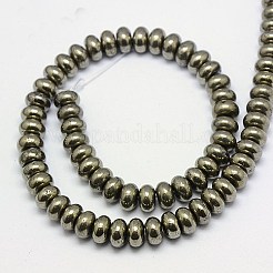 天然石パイライトビーズ連売り  ロンデル  8x5mm  穴：1mm  約80個/連  15.74インチ&nbsp;G-L032-8x5mm-01