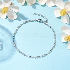 Non-Tarnish 304 Stainless Steel Bar Link Chain Anklets&nbsp;AJEW-AN00602-01
