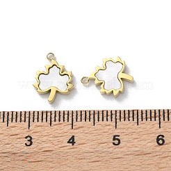 イオンプレーティング（IP）304ステンレススチールチャーム  パヴェシェル付き  18KGP本金メッキ  葉  12x10x2mm  穴：1.2mm&nbsp;STAS-Z099-02G-04