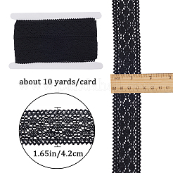 10ヤードのフラットコットンレースリボン  花柄レーストリム  縫製装飾工芸品  ブラック  1-5/8~1-3/4インチ（42~43mm）&nbsp;OCOR-GF0002-78B