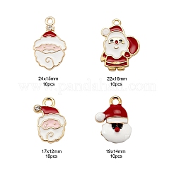 40Pcs 4 Style Christmas Theme Light Gold Alloy Enamel Pendants&nbsp;ENAM-LS0001-61