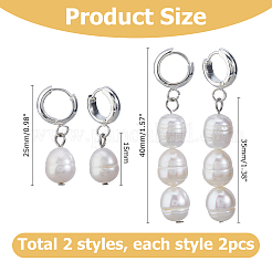 2 Pairs 201 Stainless Steel Hoop Earring&nbsp;EJEW-HS00009