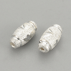 925スターリングシルバービーズ  テクスチャ  オーバル  銀  6x3mm  穴：0.5mm&nbsp;STER-S002-07