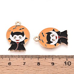 ハロウィンテーマアロイエナメルペンダント  ゴールドカラー  吸血鬼のチャーム  砂茶色  25x17x1mm  穴：1.6mm&nbsp;ENAM-T022-55G-01