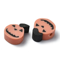 ハロウィンのテーマ手作りポリマークレイビーズ  カボチャ  チョコレート  12x10x4mm  穴：1.2mm&nbsp;CLAY-M005-08