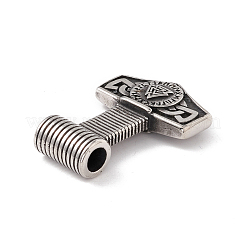 304ステンレススチール製手磨きペンダント  トールのハンマー  アンティークシルバー  42x30x7.5mm  穴：6mm&nbsp;STAS-G267-20AS