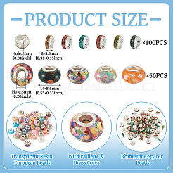 50Pcs Transparent Resin Rondelle European Beads&nbsp;RESI-TA0005-62