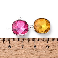 304ステンレススチールラインストーンペンダント  スクエアチャーム  ミックスカラー  ステンレス鋼色  16x13x6mm  穴：1.6mm  10個/セット&nbsp;STAS-B090-01P