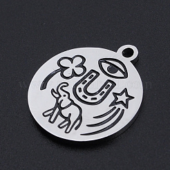 Non-Tarnish 201 Stainless Steel Etched Pendants&nbsp;STAS-N090-JN812