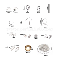 メタルジュエリーパーツセット  アイアン製ダルマチープボールチープ  丸カン  ピンチベイル  ビーズキャップ  真鍮カニカン  ピアスフック  銀色のメッキ  17.4x10x2.15cm&nbsp;DIY-YW0001-23S