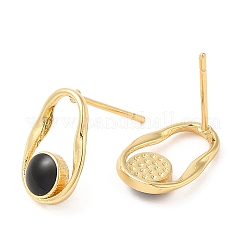 Rack Plating Brass Twist Oval Stud Earrings with Enamel&nbsp;EJEW-D061-01G