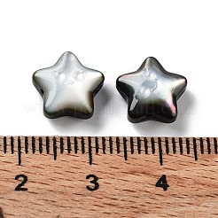 天然な黒リップシェルビーズ  淡水シェル  スター  ブラック  10x10x4.5mm  穴：0.8mm&nbsp;SHEL-M020-02B