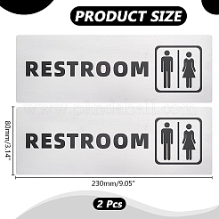 アルミ製女性用男性用トイレサインボード2個  長方形  プラチナ  230x80mm&nbsp;AJEW-WR0003-27