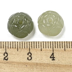 天然ネフライト翡翠/和田翡翠彫刻ビーズ  花  11x7mm  穴：1.4mm&nbsp;G-H036-01