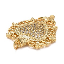 Rack Plating Brass Micro Pave Clear Cubic Zirconia Pendants&nbsp;KK-M229-40G